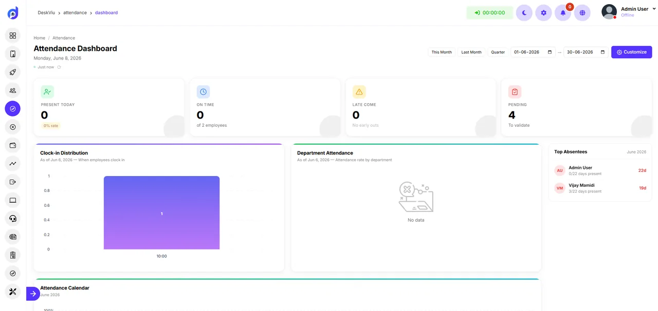 Attendance management with team calendar